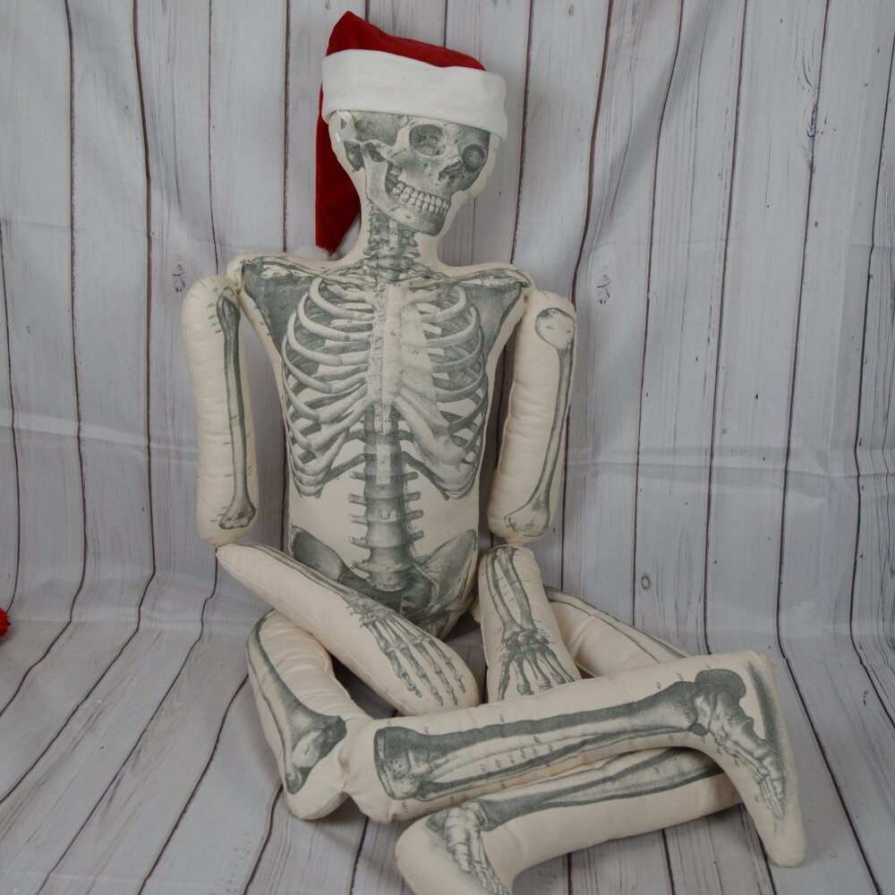 NEW LARGE John Derian x Target CHRISTMAS XMAS SANTA Stuffed Skeleton Pillow 63” - Picture 8 of 14